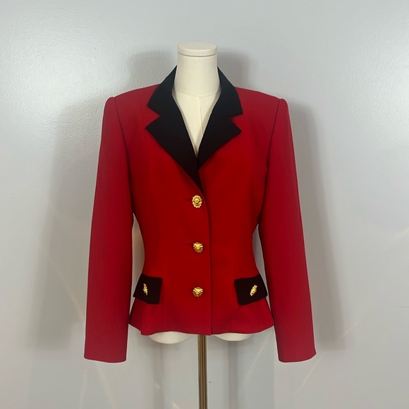 Wayne Clark Vintage Red and Black Wool Blazer - Picture 3 of 16